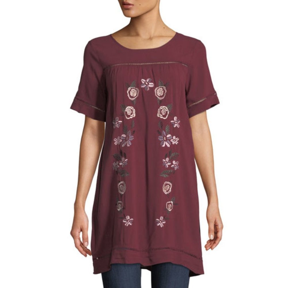 LOVE FIRE Embroidered Boho Shift Dress